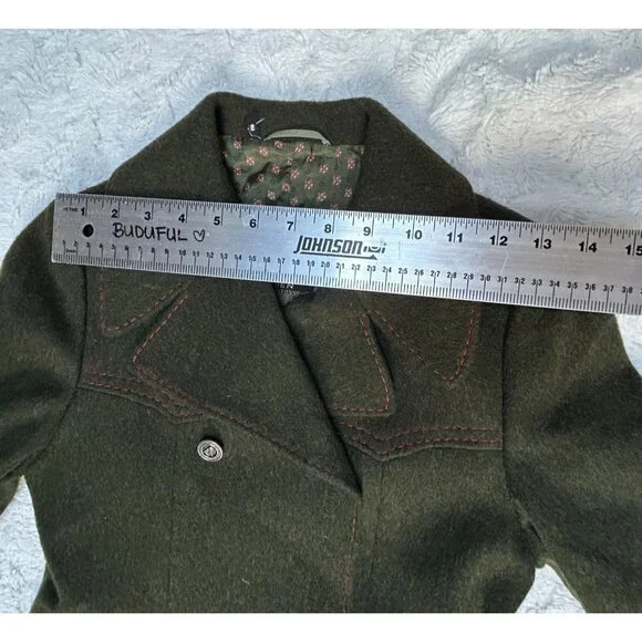Vintage Loden Wasserabstossend Double Breasted CoatLined Womens